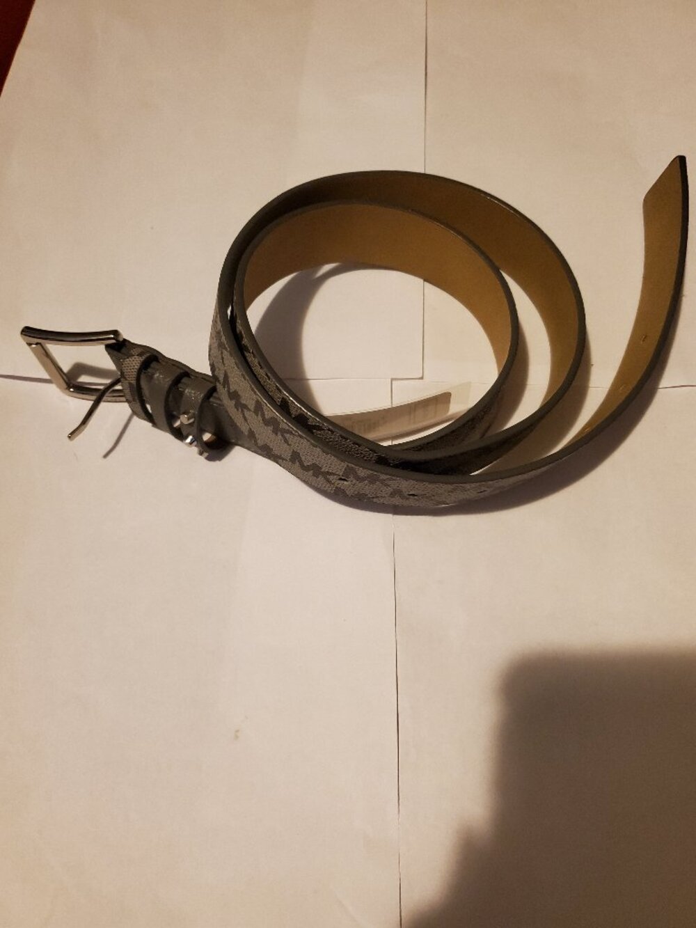 NEW MICHAEL KORS MK LOGO LARGE GRAY BELT